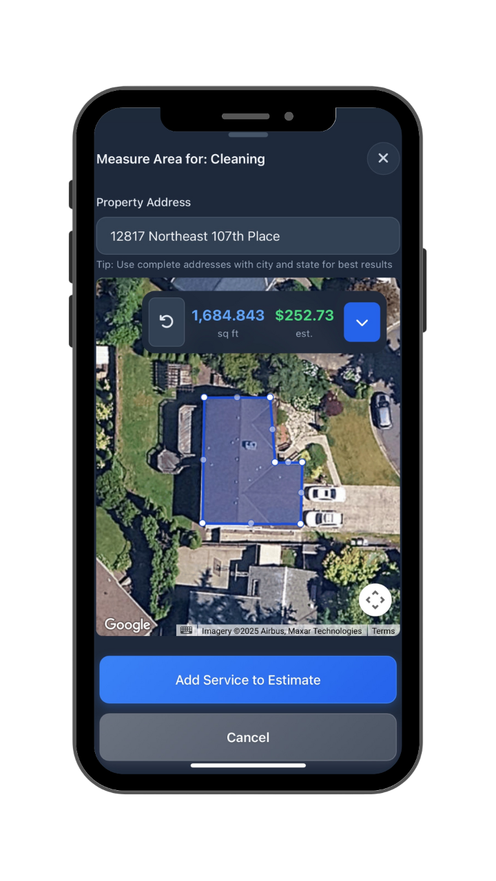 Square Footage Mobile Mapping Tool - Measure areas with precision using mobile mapping technology