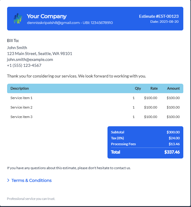 Bolded Estimate Template - Bold, impactful design for clear pricing presentation
